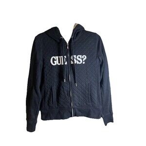 Guess Los Angeles Women’s Hoodie Full Zip Black Sign Size Large Y2K